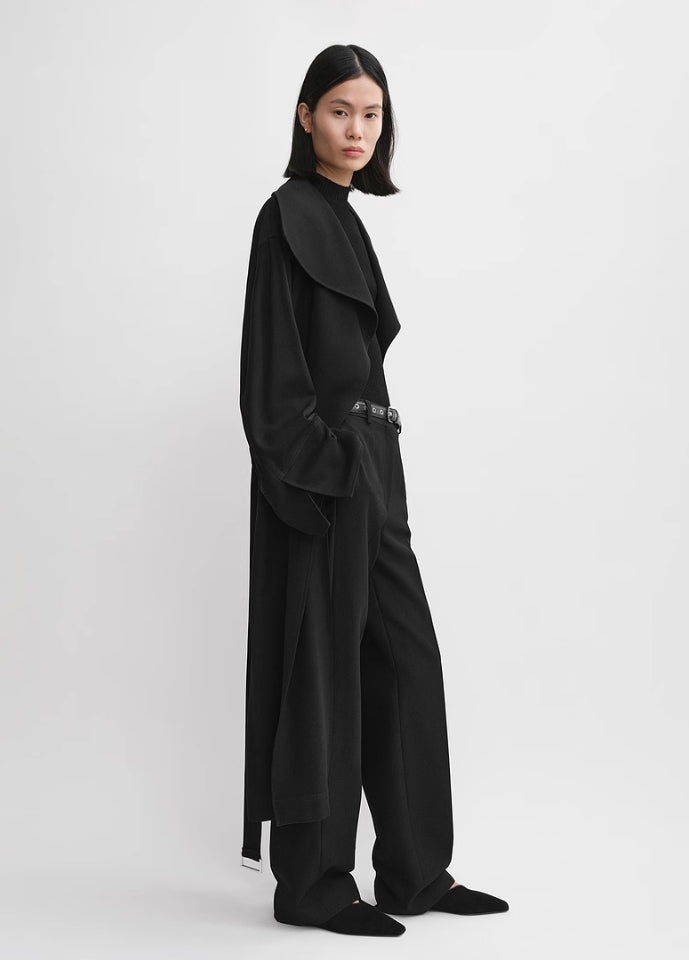 Toteme 24 Fall Winter twill coat trench black mid-length oversize viscose blended 2409040TT