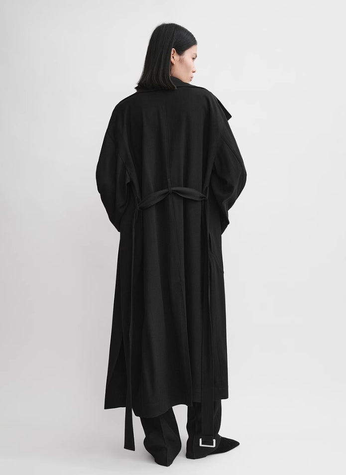 Toteme 24 Fall Winter twill coat trench black mid-length oversize viscose blended 2409040TT