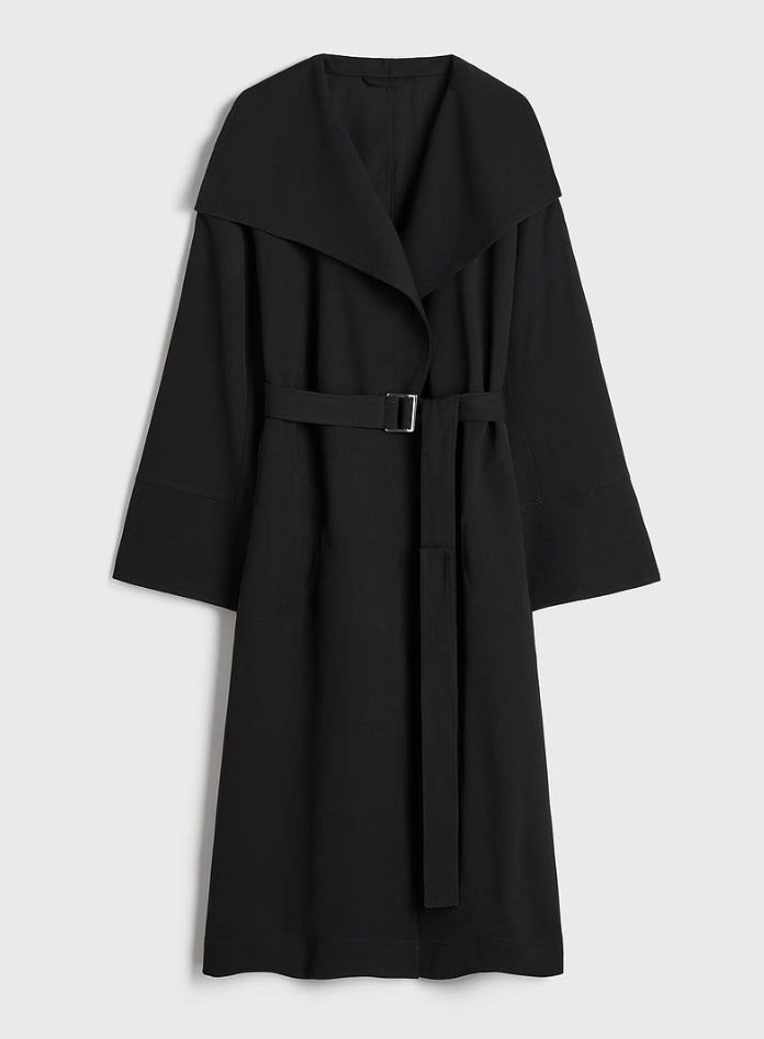 Toteme 24 Fall Winter twill coat trench black mid-length oversize viscose blended 2409040TT