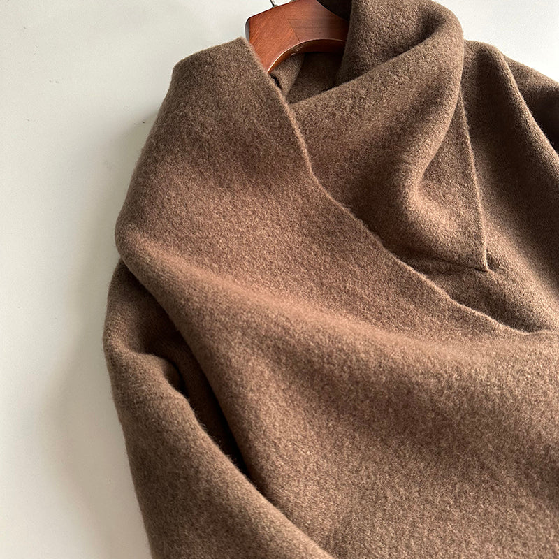 Toteme attached-scarf sweater knitted wool blended brown gray drop shoulder long sleeve 2410017TT