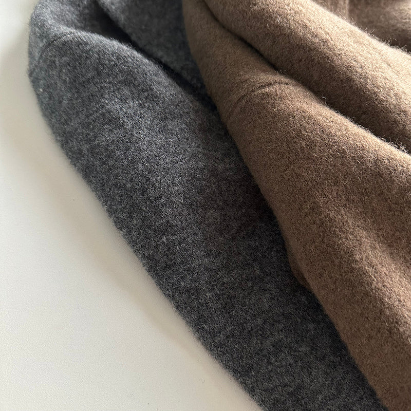 Toteme attached-scarf sweater knitted wool blended brown gray drop shoulder long sleeve 2410017TT