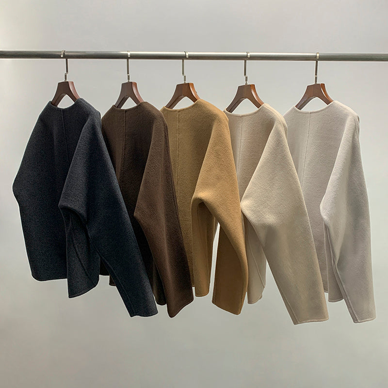 2003TO004 Toteme Woolen Pullover Solid Color Long Sleeve V-Neck Oversize Sweater Winter Casual